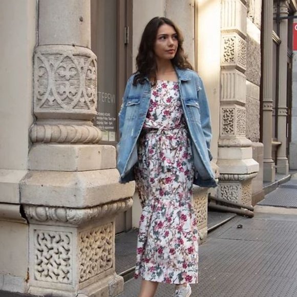Floral Printed Ruffle Hem Woven Dress (Dot & Stripe) - Picture 1 of 4